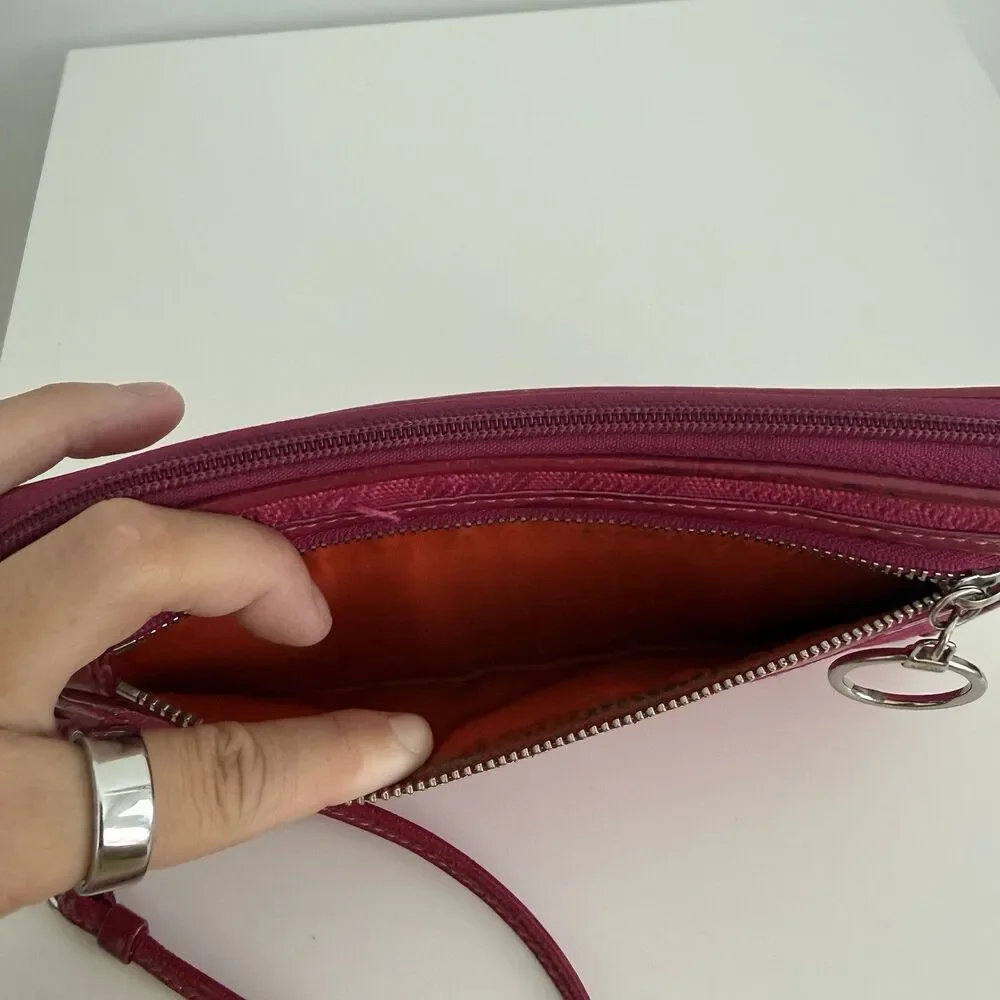 Coach Daisy Signature Large Wallet Jacquard Wristlet Monogram Hot Pink Y2K